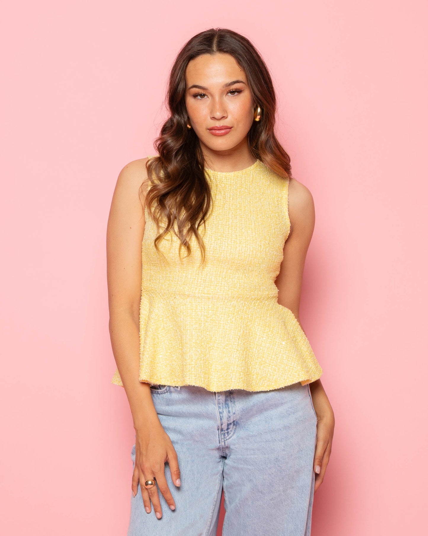 ANNE PEPLUM BOUCLE TOP BOTERGEEL