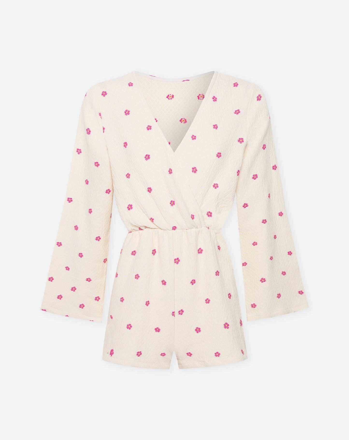 VIVIAN FLOWER EMBROIDERY PLAYSUIT ROZE