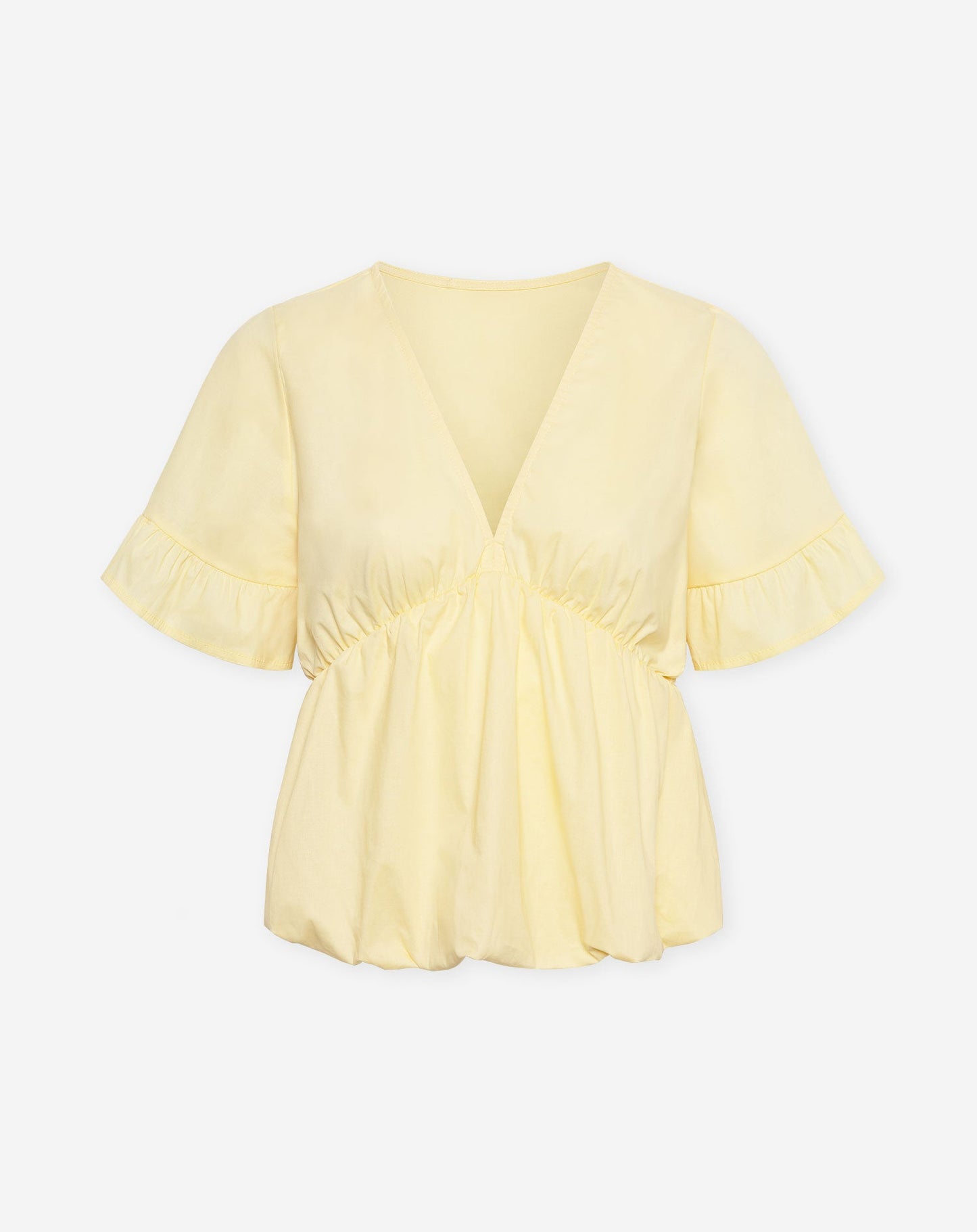 ANA POPLIN BUBBLE HEM TOP BOTERGEEL