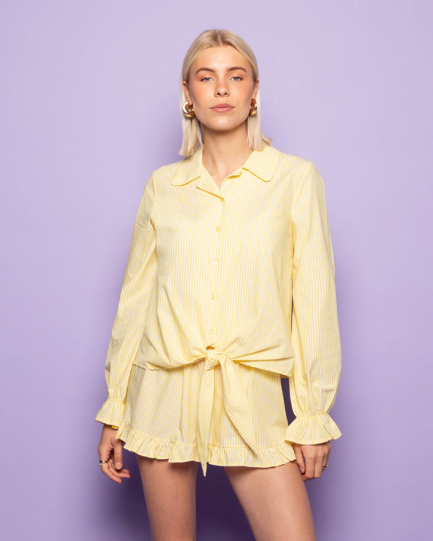 ANNE STRIPE KNOT BLOUSE GEEL