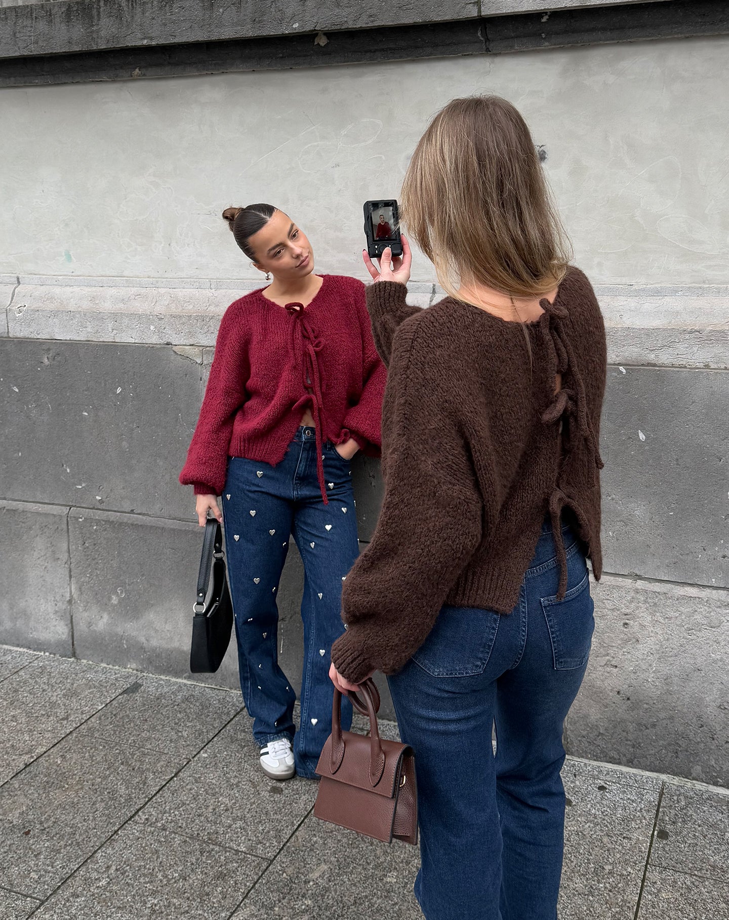 VIVI BOW CARDIGAN BURGUNDY
