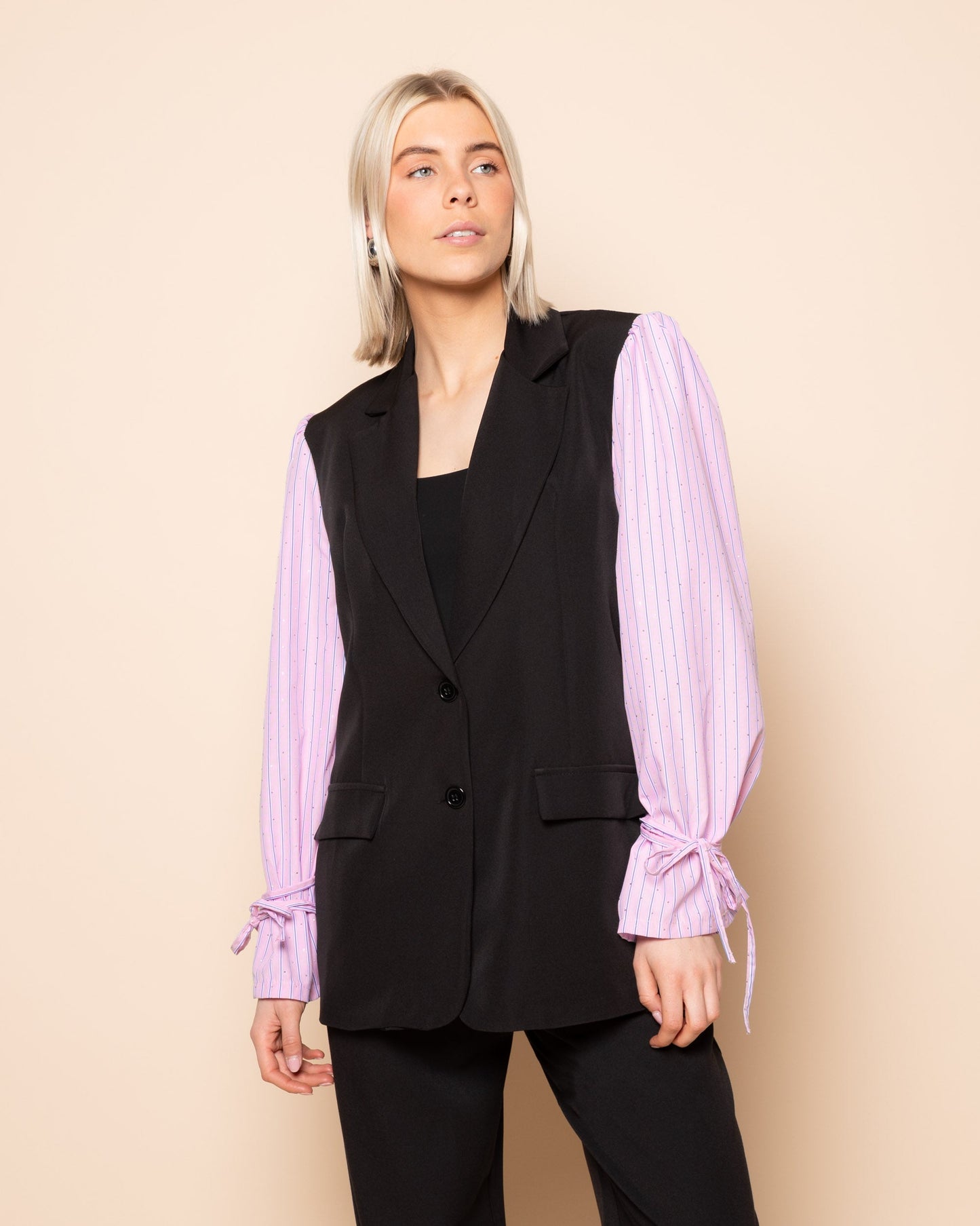 ALLIE STRIPE DIAMOND SLEEVE BLAZER ROZE