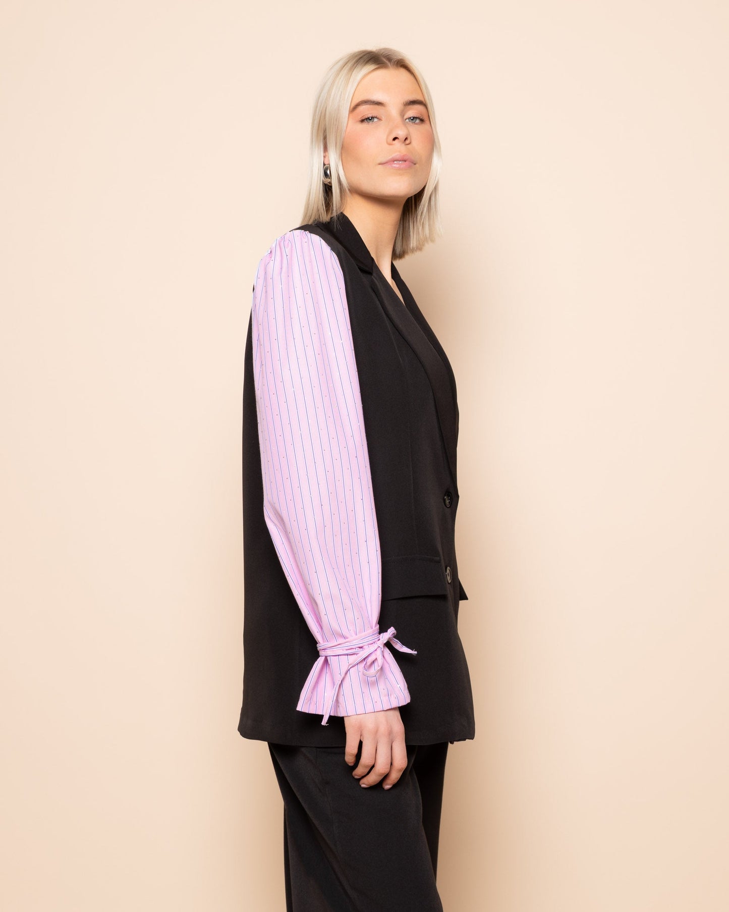ALLIE STRIPE DIAMOND SLEEVE BLAZER ROZE