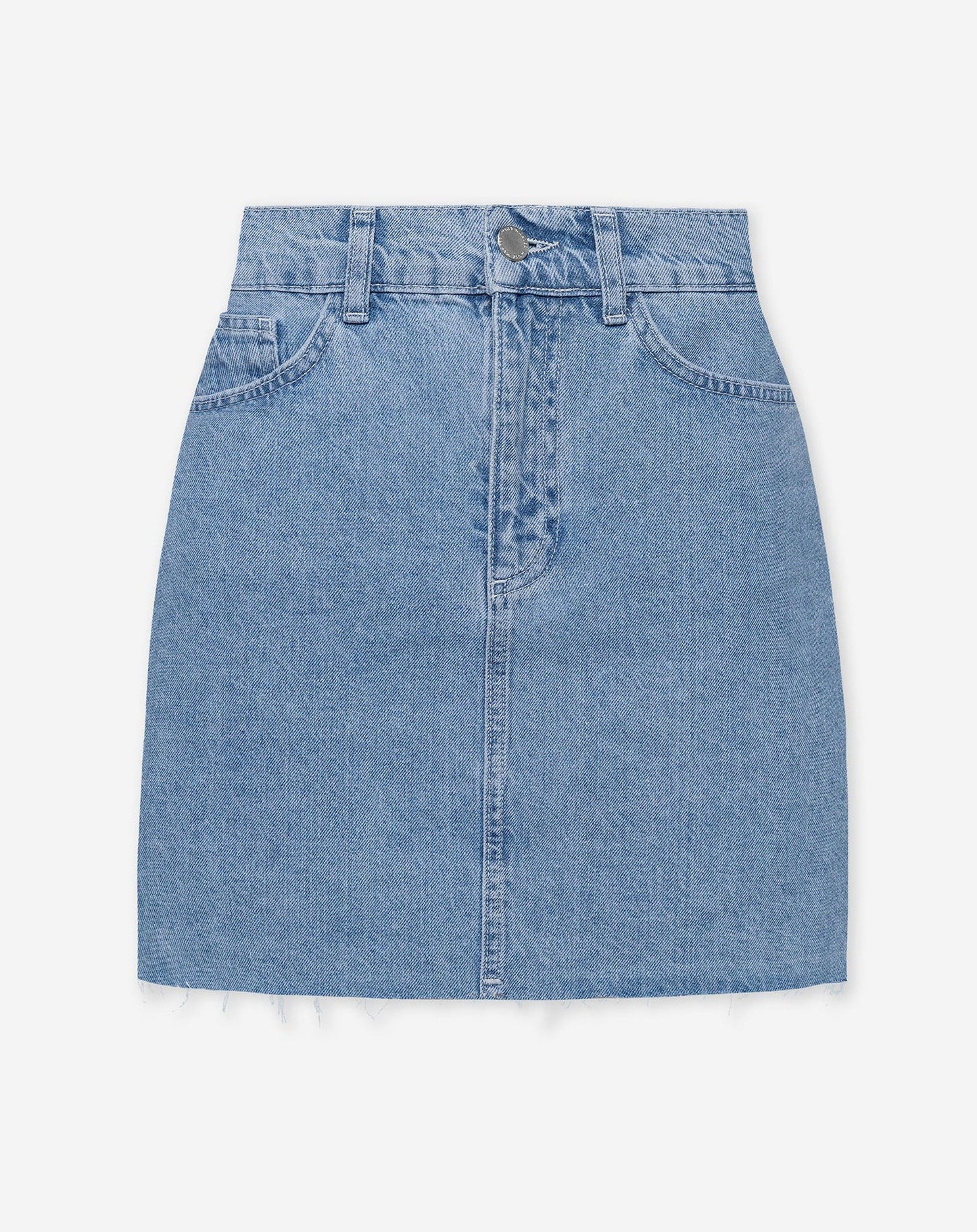 AMY DENIM RAW EDGE SKIRT BLAUW