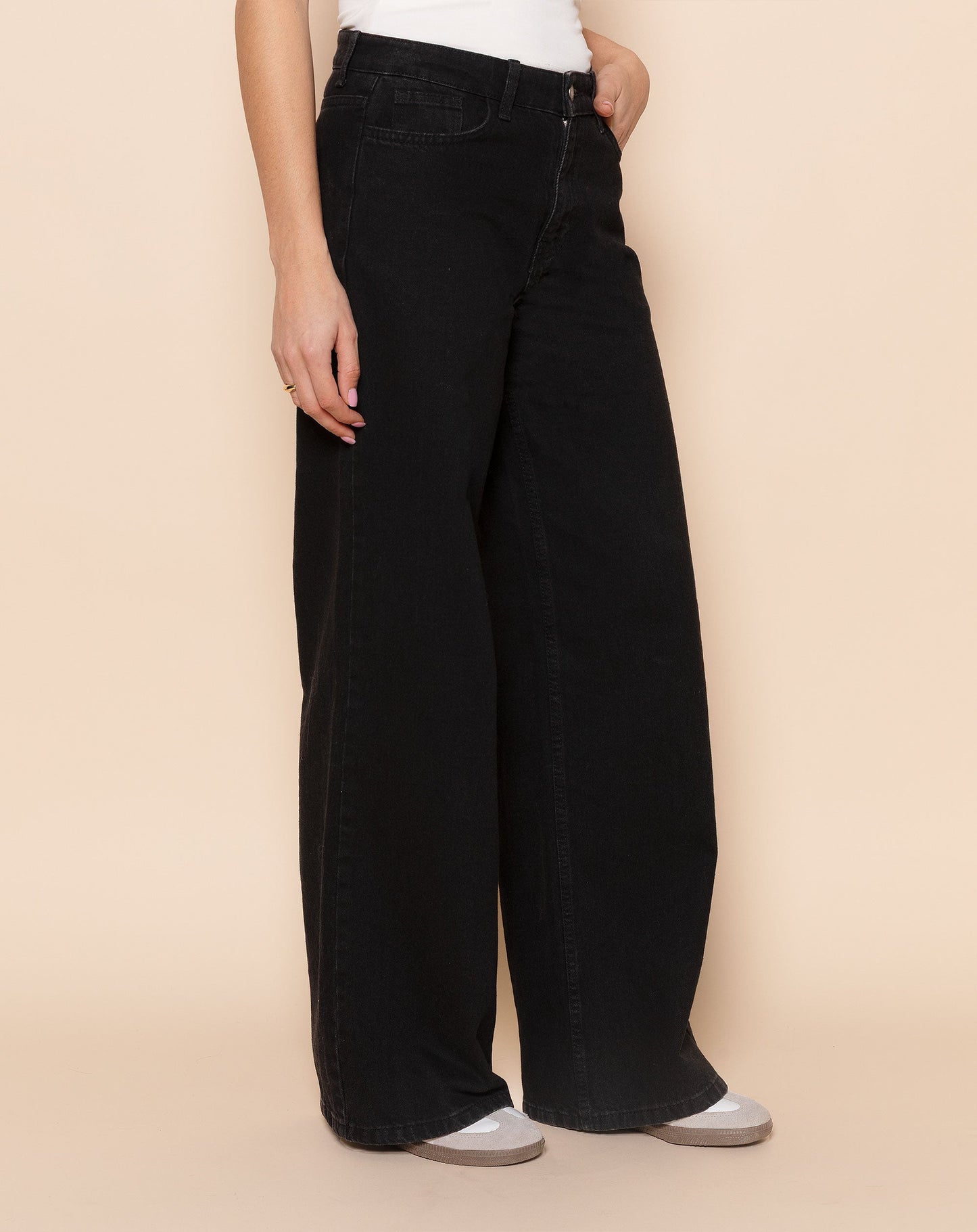 WIDE LEG JEANS ZWART