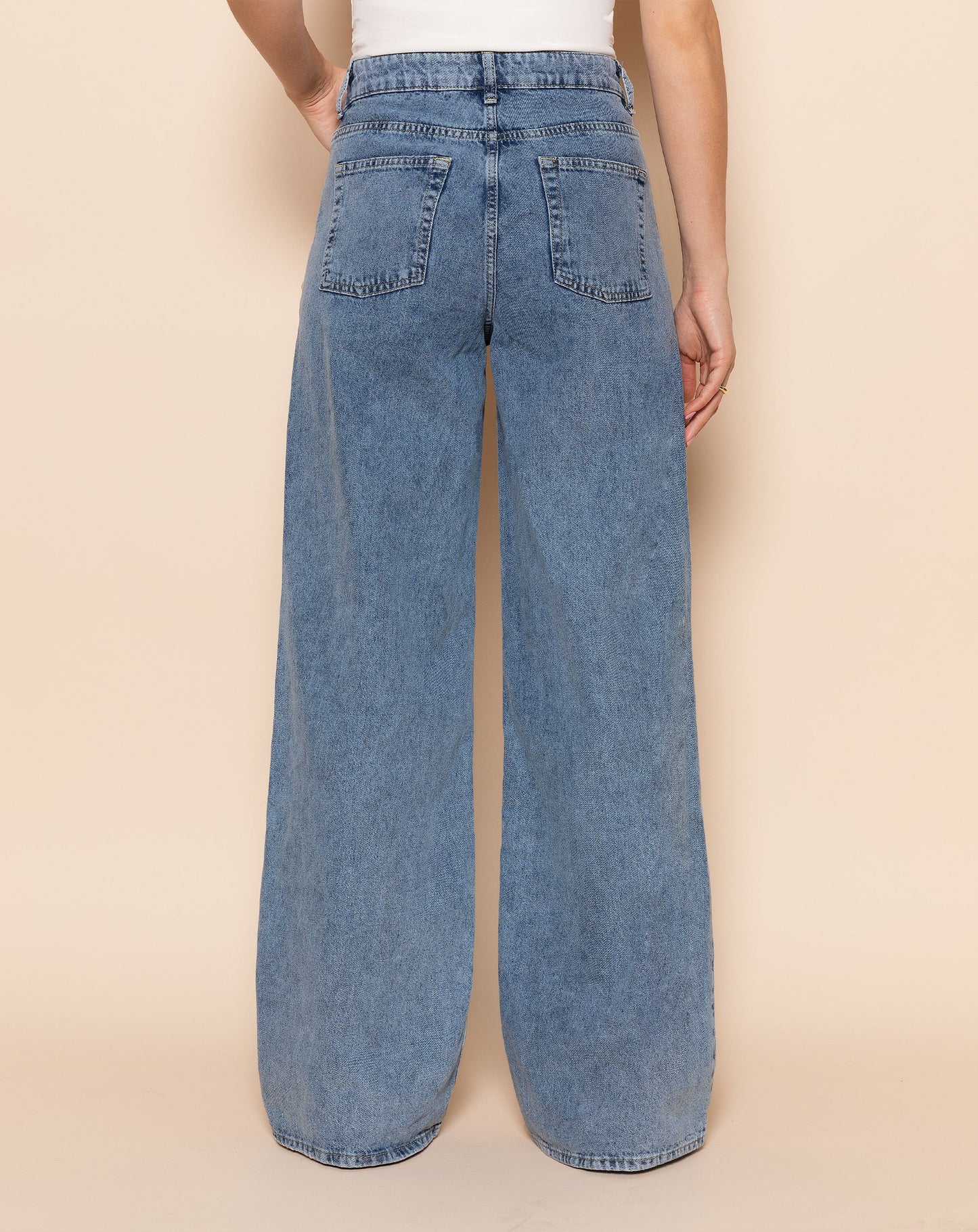 WIDE LEG JEANS MID BLAUW