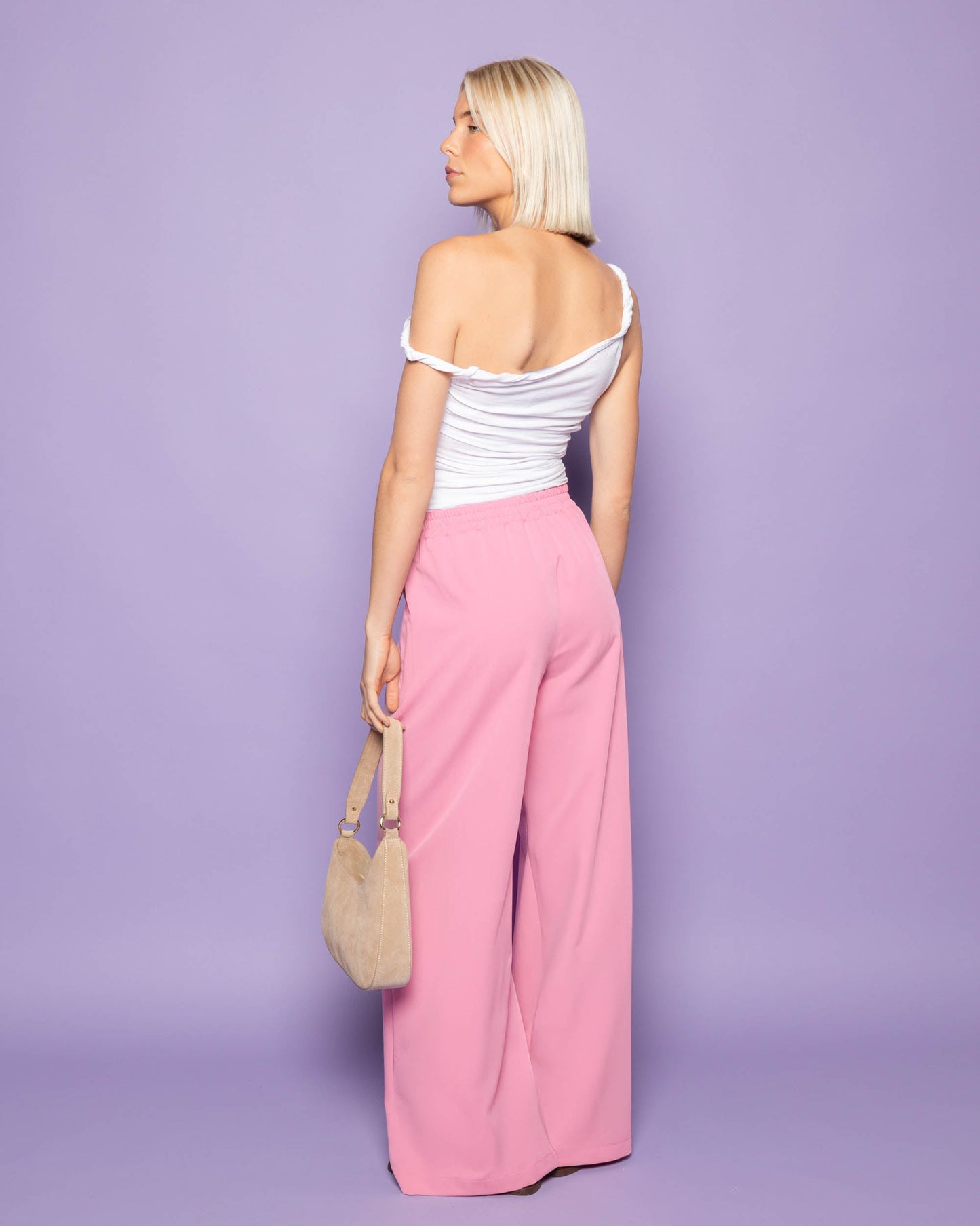 ZOEY ELASTIC STRAIGHT LEG PANTALON ROZE
