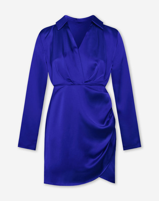 XELLY SATIN DRESS KOBALTBLAUW
