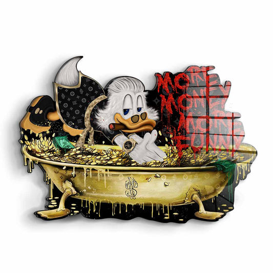 Wandskulptur More Money Duck - Acrylglas 