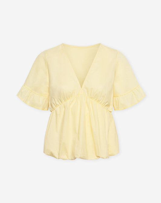 ANA POPLIN BUBBLE HEM TOP BOTERGEEL