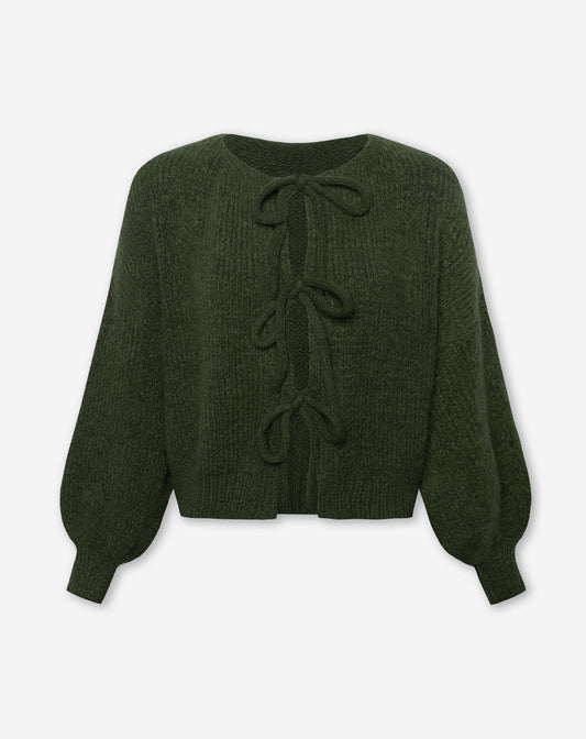 VIVI BOW CARDIGAN LEGERGROEN