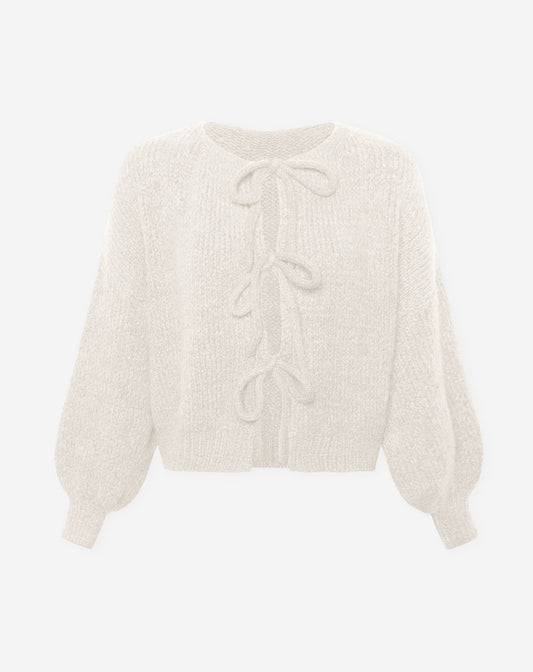 VIVI BOW CARDIGAN CRÈME