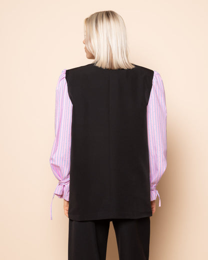 ALLIE STRIPE DIAMOND SLEEVE BLAZER ROZE