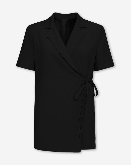 ZOEY WRAP UP SHORT SLEEVE BLAZER DRESS ZWART