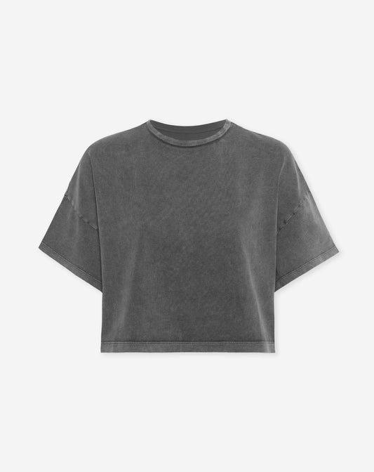 ACID CROPPED SWEAT TEE GRIJS